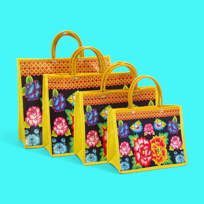 Yellow Floral Shopping Bag