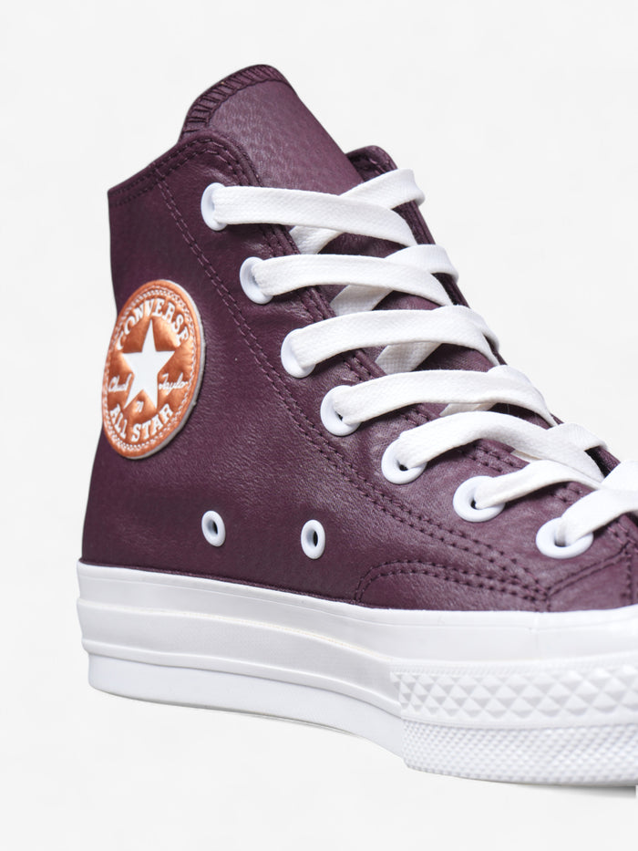 Zapatillas Converse Chuck 70 Platform Cuero Bordo Blanco