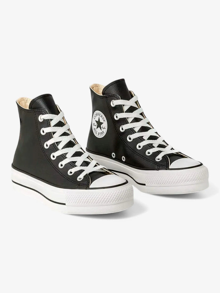 Zapatillas Converse Chuck Taylor Hi Platform Leather Cuero Negro Blanco
