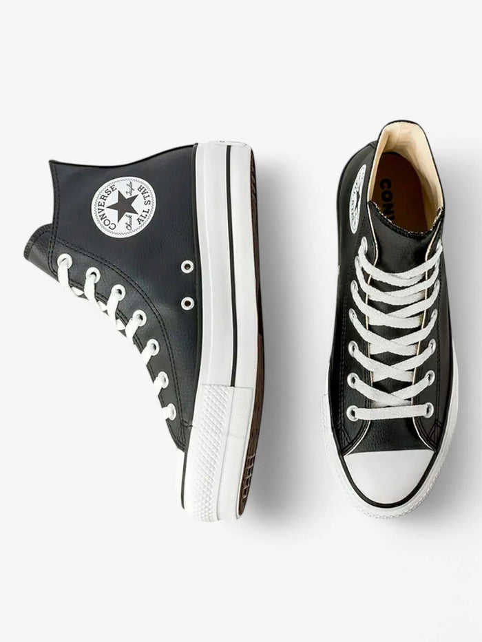 Zapatillas Converse Chuck Taylor Hi Platform Leather Cuero Negro Blanco