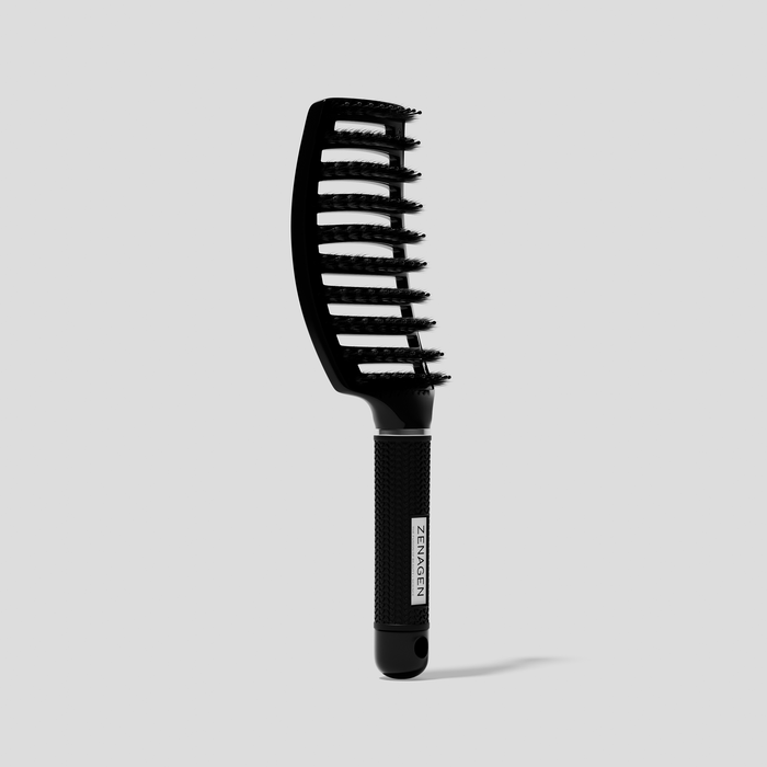Zenagen Zen Brush black vented hair brush designed for gentle detangling, scalp stimulation, and smooth styling.