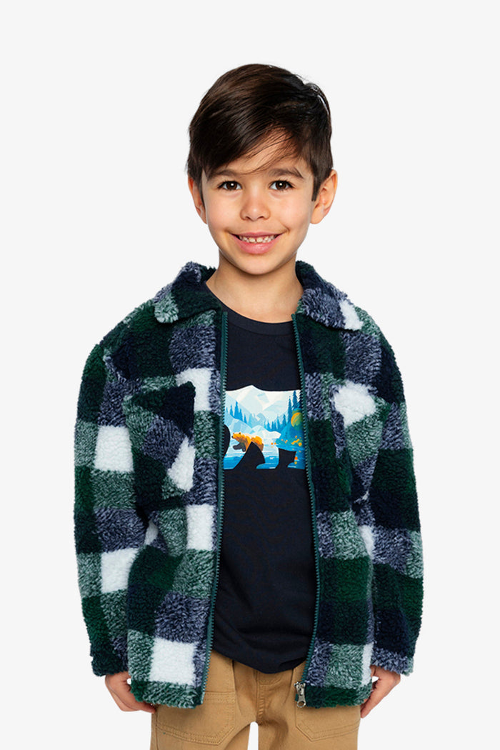 Zipped Overshirt Blue And Green Checks-1