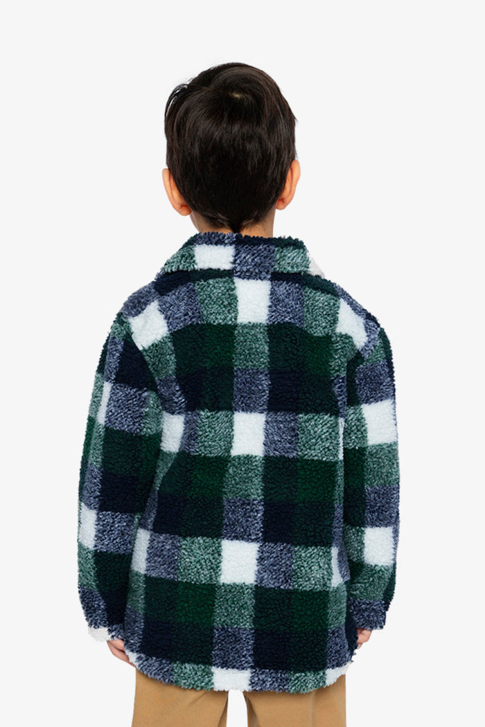 Zipped Overshirt Blue And Green Checks-3